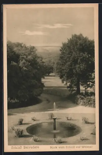 AK Weimar / Thür., Schloss Belvedere, Blick vom Schloss auf Weimar