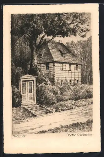 Künstler-AK Weimar / Thür., Goethe-Gartenhaus