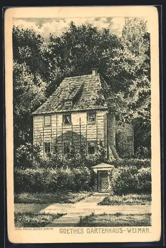 Künstler-AK Weimar / Thür., Goethes Gartenhaus