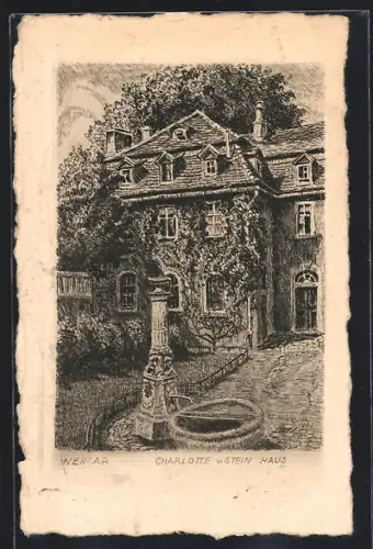 Künstler-AK Weimar / Thüringen, Charlotte von Stein Haus