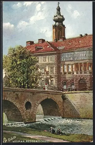 Künstler-AK Weimar / Thüringen, Residenzschloss