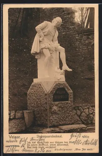 AK Weimar / Thüringen, Shakespearedenkmal