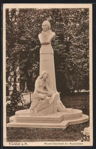 AK Frankfurt a. M., Mozart-Denkmal am Mozartplatz