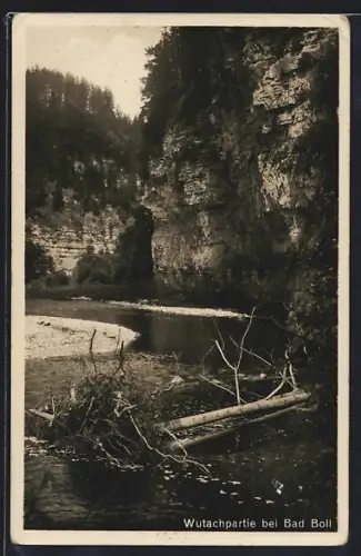 AK Bad Boll, Wutachpartie, Flusslandschaft, Felsen
