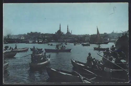 AK Constantinople, Traversée de la Corne d`Or en barques