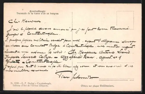 AK Constantinople, Traversée de la Corne d`Or en barques