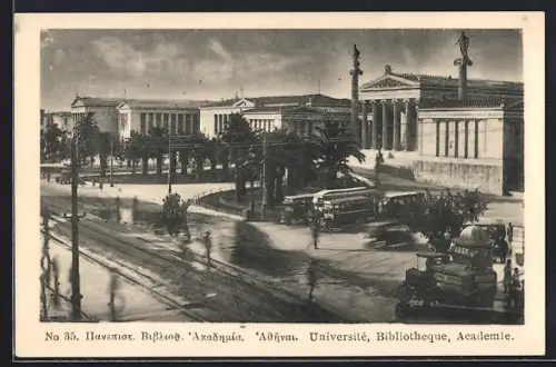 AK Athen, Strassenpartie mit prächtigen Gebäuden