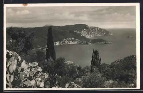 AK Corfu, Blick zum Ufer und Meer