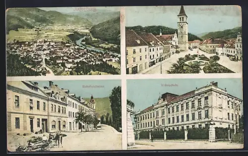 AK Judenburg, Hauptplatz, Bahnhofstrasse, Volksschule