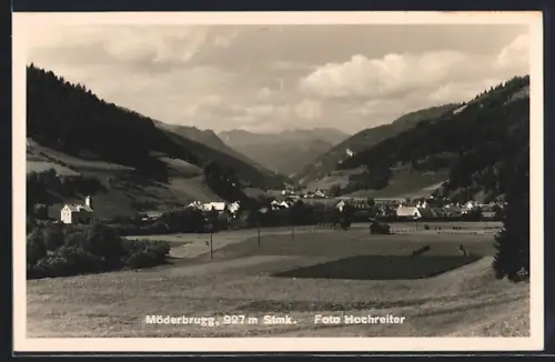 AK Möderbrugg, Teilansicht mit Bergen
