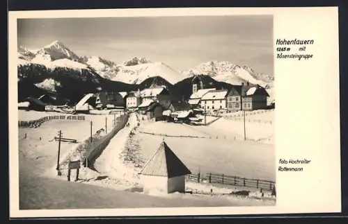 AK Hohentauern, Strassenpartie mit Bösensteingruppe im Schnee