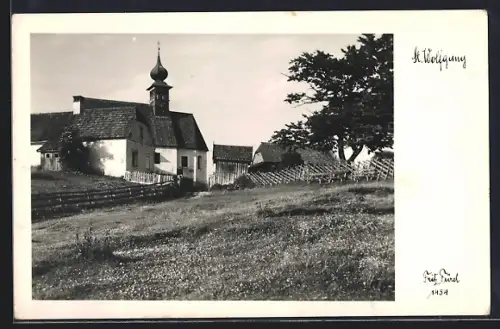 AK St. Wolfgang, Ortspartie mit Kirche