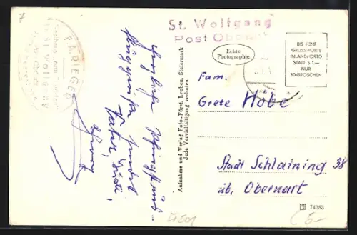 AK St. Wolfgang, Ortspartie mit Kirche