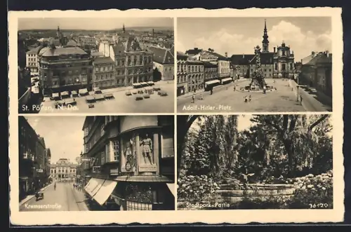 AK St. Pölten, Platz, Stadtpark-Partie, Kremserstrasse