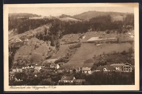 AK Weissenbach bei Gloggnitz, Teilansicht mit Bäumen