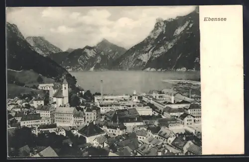 AK Ebensee, Teilansicht mit Bergen