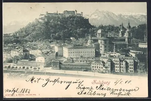 AK Salzburg, Gesamtansicht mit Burg