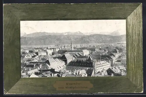 AK Klagenfurt, Teilansicht vom Stadtpfarrturm aus, Passepartout