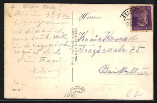 AK Zeltweg, Ortsansicht mit Gebirgspanorama