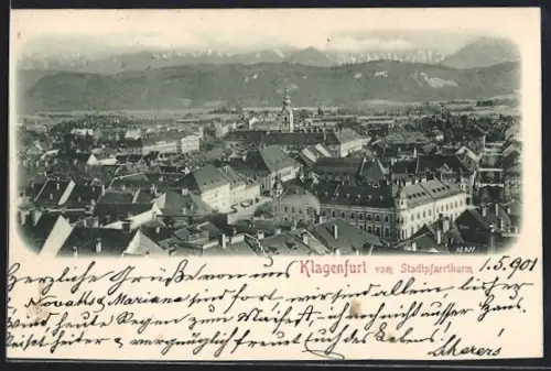 AK Klagenfurt, Gesamtansicht vom Stadtpfarrturm