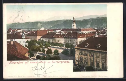 AK Klagenfurt, Teilansicht mit neuem Platz im Vordergrunde