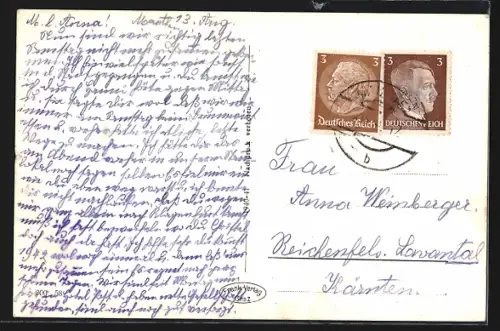 AK Mauthen i. Gailtale, Junger Kärnter in Tracht winkt mit dem Hut