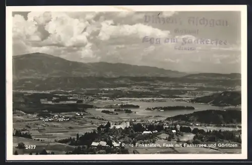 AK Finkenstein, Burgruine mit Faak am Faakersee und Görlitzen