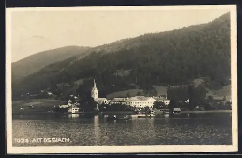 AK Ossiach, Uferpartie mit Kirche