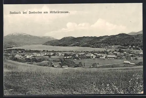 AK Seebach bei Seeboden, Teilansicht mit Bergen