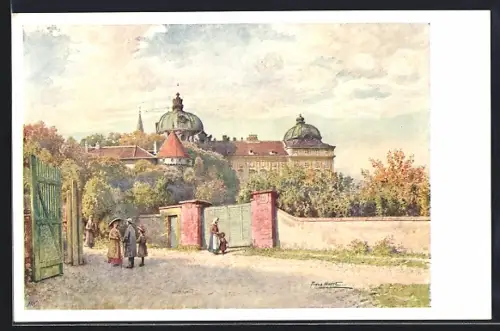 Künstler-AK Klosterneuburg, Blick zum Stift