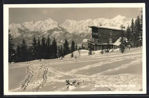 AK Schwaz /Tirol, Alpengasthof Gamsstein auf dem Loassattel im Schnee