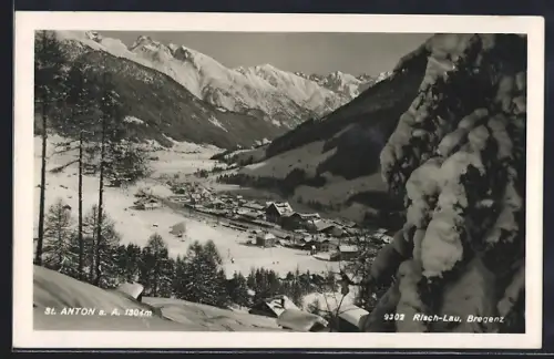 AK St. Anton a. A., Teilansicht im Schnee