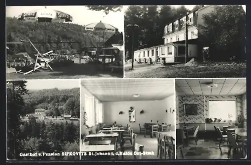 AK St. Johann in der Haide, Gasthof und Pension Sifkovits, Aussen- u. Innenansichten