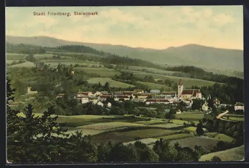 AK Friedberg /Steiermark, Ortsansicht gegen die Berge