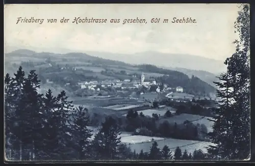 AK Friedberg, Ortsansicht von der Hochstrasse aus gesehen