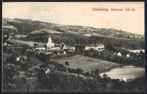 AK Stubenberg /Steiermark, Ortsansicht vom Berghang aus