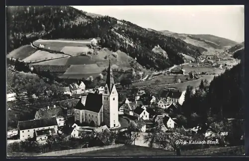 AK Gross-Kainach /Stmk., Ortsansicht mit Kirche aus der Vogelschau