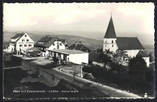 AK Pack bei Edelschrott, Ortsansicht mit Gasthof Packerhöhe