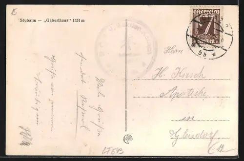 AK Gaberlhaus, Blick zum Haus auf der Stubalm