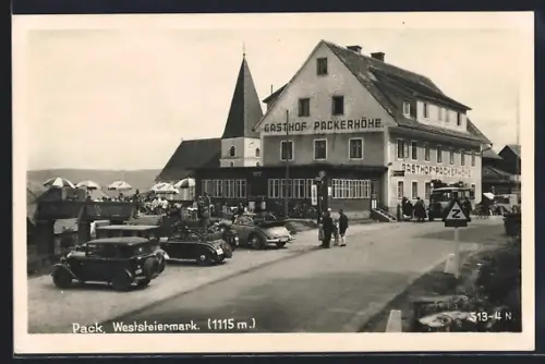 AK Pack, Gasthof Packerhöhe mit Besuchern