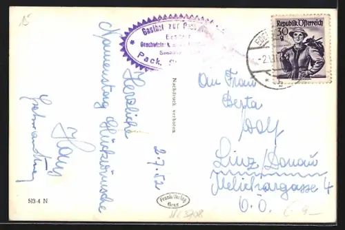 AK Pack, Gasthof Packerhöhe mit Besuchern