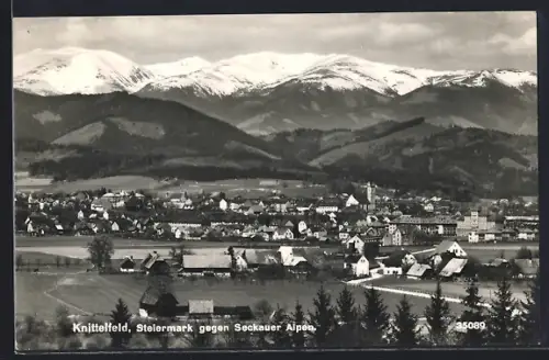 AK Knittelfeld /Steiermark, Ortsansicht gegen die Seckauer Alpen