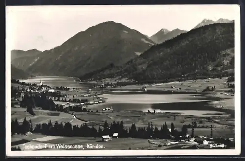 AK Techendorf am Weissensee, Teilansicht mit Bergen