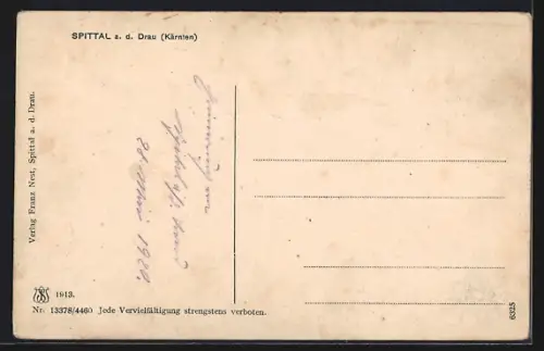 AK Spittal a. d. Drau, Teilansicht mit Bergen