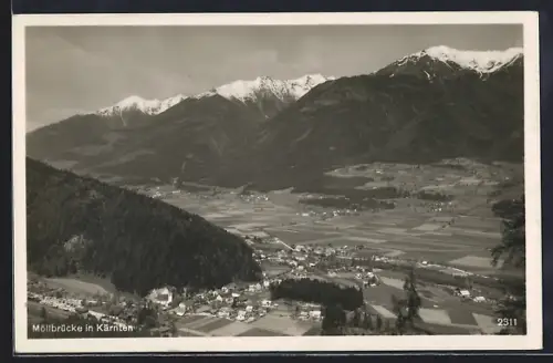 AK Möllbrücke in Kärnten, Teilansicht mit Bergen