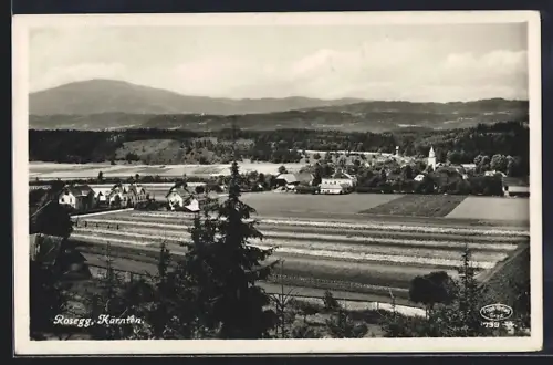 AK Rosegg /Kärnten, Ortspartie mit Bergen