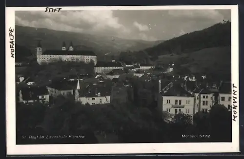 AK St. Paul im Lavanttal, Ortspartie mit Stift