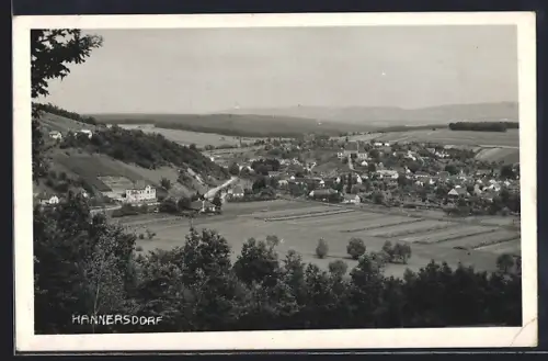 AK Hannersdorf, Teilansicht mit Bäumen
