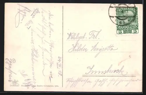 AK Villach, Uferpartie mit Kirche