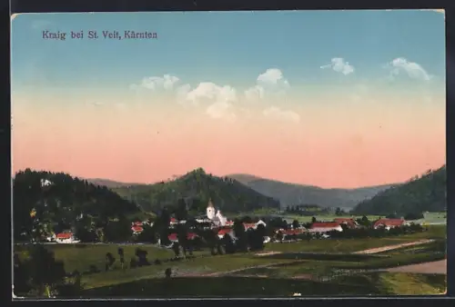 AK Kraig bei St. Veit, Teilansicht mit Bergen